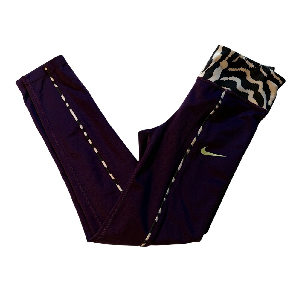 Nike Dri-FIT Purple Zebra Print‎ Waistband Athletic Leggings Womens Size XS